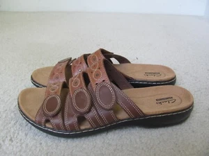Clarks Collection Women's Brown Leather Decorative Design Sandals Size 10-New - Picture 1 of 11