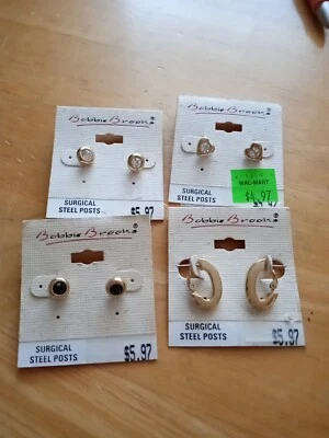 Lot Of 4 Pair Goldtone Bobbie Brooks Pierced Earrings..Surgical Steel Posts NWT - Image 1 of 4