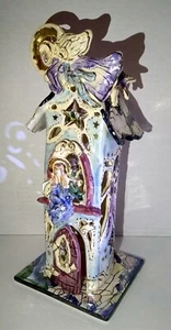 Blue Sky Clayworks Heavens Angels House Candle Tea Lite Holder w Base Signed Art - Picture 1 of 23