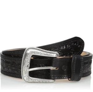 Nocona NWT Men's Western Black Floral-Embossed Leather Belt 2496801 Size 42 - Picture 1 of 4