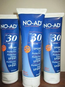 Lot of 3 NO-AD sport Sunscreen Lotion SPF 30 8.5 oz - Picture 1 of 1
