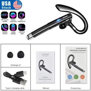 Bluetooth 5.0 Trucker Wireless Headset Earpiece Dual Mic Earbud Noise Cancelling - Picture 1 of 12