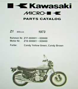 1973 Kawasaki KZ900/Z1 KZ 900 Z1 OEM 100 Page Factory Parts MANUAL On CD Disk - Picture 1 of 3