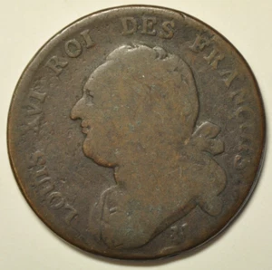 mw27824 France Bronze 12 Deniers 1791-M Louis XVI Toulouse Mint KM#600.10 - Picture 1 of 2