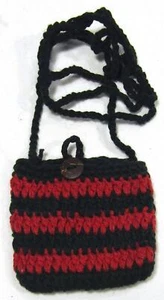 Necklace Purse Pouch Crossbody Strap Crochet 100% Cotton Nepal Petite 8 x 9 cm - Picture 1 of 4
