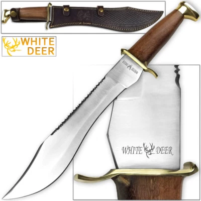 WHITE DEER MAGNUM Dave Dundee Bowie Knife Jungle Sawback Serrated Spine w Wood H - Image 1 of 3