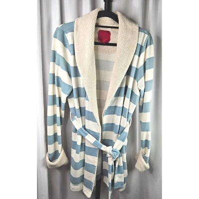 Bata de felpa Victoria's Secret cuello chal a rayas acogedora ropa de salón talla pequeña Foto 1 de 4