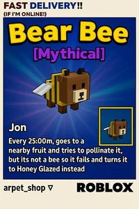 [🐶] Roblox GROW A GARDEN | Bear Bee [Mythical] | Fast & Easy 🌱 - Picture 1 of 1