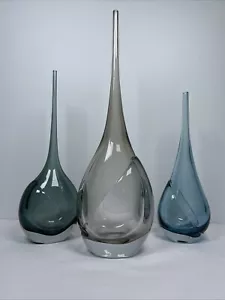Elegantes jarrones de vidrio artístico soplado a mano - Juego de 3 - Diseño de lágrima decoración moderna del hogar - Imagen 1 de 18