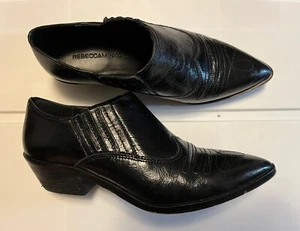 Rebecca Minkoff Koso Black Leather Western Cowboy Ankle Booties Womens Size 6 - Picture 1 of 12