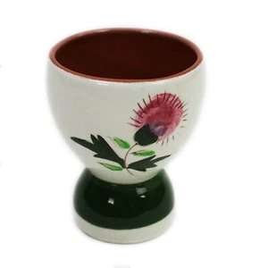  Taza para servir huevos doble tonos tierra, base verde flor rosa  - Imagen 1 de 6
