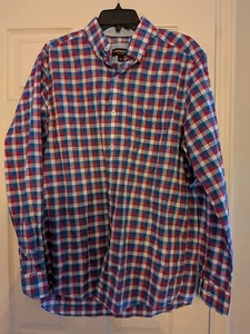 Johnson & Murphy Shirt Men's Large Plaid Button Up Geometric Flip Sleeves - Picture 1 of 4
