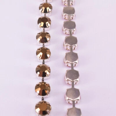 Vestido Disfraz 6mm/8mm Color Cristal Estrás Plata Redondo Copa Cadena Coser Foto 1 de 4