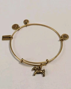 Alex And Ani Gold Tone Monopoly Dog Expandable Charm Bracelet. 7 1/2 - 8 3/4 In. - Picture 1 of 15