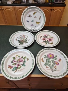 Juego de 5 platos de cena de colección Portmeirion con borde de jardín botánico de 10,5" estampillas variadas - Imagen 1 de 7