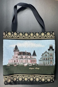 Cape May NJ viktorianische Häuser Gobelin Beuteltasche Tasche Strand Stadt Souvenir Handtasche - Bild 1 von 7