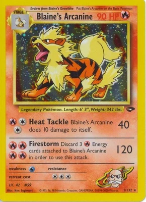 Pokémon TCG - Blaine's Arcanine - 1/132 - Holo - Gym Challenge [Lightly Played] - Image 1 of 4