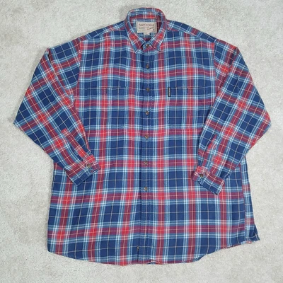 VINTAGE Abercrombie & Fitch The Big Shirt Mens XL Red Blue Plaid Cozy Warm - Image 1 of 4