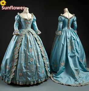 Victorian Blue Ballgown Romantic Princess Baroque Rococo Corset Evening Gowns - Picture 1 of 11