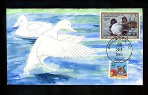 US FDC #RW56 Federal Duck Marvin Friedman Hand Drawn HD 1989 DC Lesser Scaup HC - Picture 1 of 2