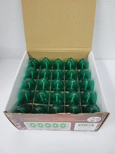 25 Pack C9 LED Outdoor Christmas Replacement Bulbs, C9 Base - Transparent Green - Picture 1 of 4