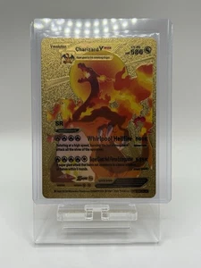 Pokémon Gold Foil Charizard VMAX Whirlpool Hellfire 586PS Fan Art Display Karte - Bild 1 von 2