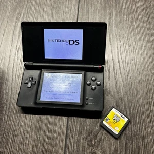 Nintendo DS Lite Black Handheld Gaming Console WORKING With Game Guitar Hero - Picture 1 of 13