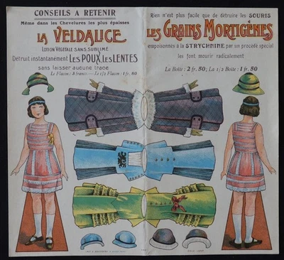 VELDALICE advertising cutout: Lice, Deadly Grains, Art Deco, 1950 - Image 1 of 2