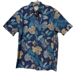 Camisa Hawaiana Vintage Azul Cooke Street Honolulu Floral Algodón Botón Talla Pequeña - Imagen 1 de 10