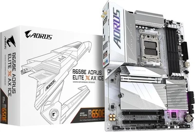 Gigabyte AORUS B650E ELITE X AX ICE – AM5 Motherboard – ATX – Wi-Fi 6E – WHITE - Image 1 of 4