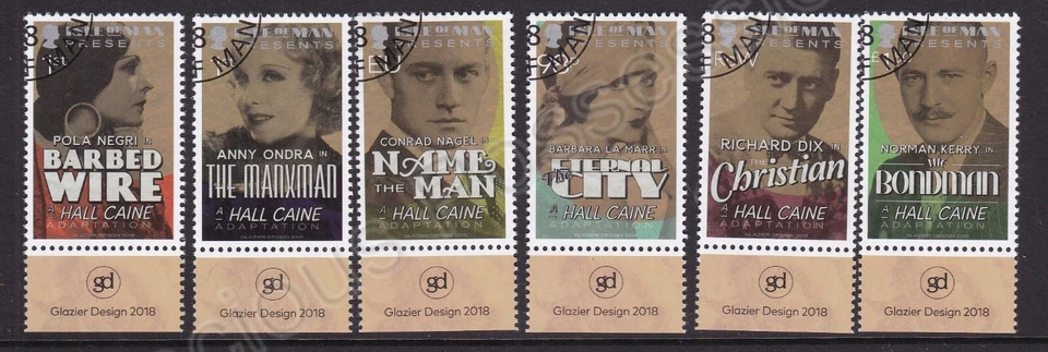 SG 2303-2308 ISLE OF MAN USED CTO STAMP SET 2018 ADAPTATIONS OF FILM HALL CAINE  - Image 1 of 1