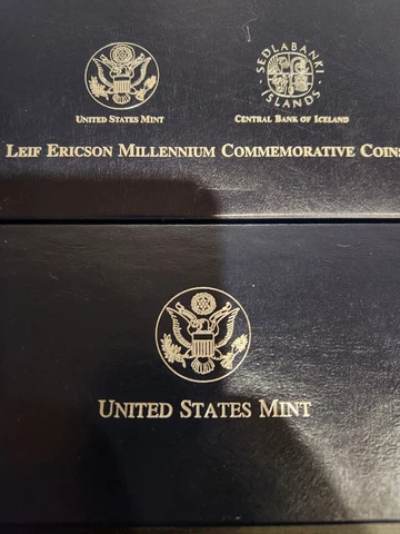 2000 Leif Erickson Commemorative Two Silver Dollars Icelandic & US Mint Cover