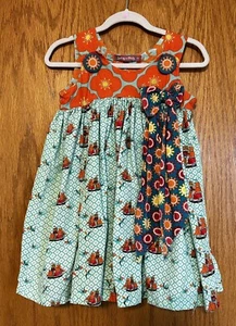 Jelly The Pug Fluffy Dress Girls Ship Bright Flowers Sleeveless Summer Size 4T 4 - Picture 1 of 4