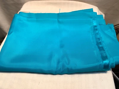 3+ Yards Satin Fabric New Turquois 45" Wide New Bev - Image 1 of 3