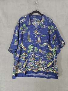 Camisa de campamento hawaiana vintage Polo Ralph Lauren Caldwell barco de pesca para hombre XXL - Imagen 1 de 8