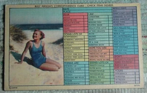 Vintage BUSY PERSON'S CORRESPONDENCE CARD CHECK ITEMS DESIRED BP704 MWM Linen - Picture 1 of 3