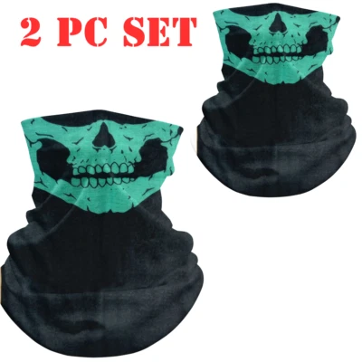 2pc FACE MASK Neck Gaiter Bandana Skull Cover Balaclava Reusable Gator Shield - Image 1 of 4
