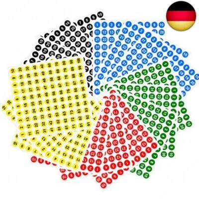 Nummern Aufkleber, Nummerierte Klebepunkte, Selbstklebende, 15 Zahlen, 1-100 - Bild 1 von 4