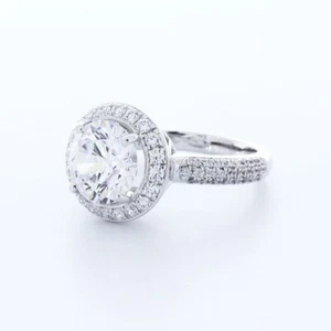 3,7 KT LABORGEFERTIGTER DIAMANT E/VVS2 RUNDSCHLIFF 14K WEISSGOLD KRAPPEN HALO AKZENT RING - Bild 1 von 4