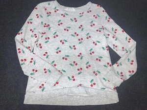 H&M kids  sweatshirt  cherries gray size 8-10 long sleeves  very cute i737 - Picture 1 of 7