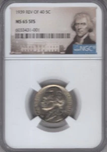 1939 P JEFFERSON NICKEL REV OF 40 NGC CERTIFIED MS65 FIVE FULL STEPS RARE - Picture 1 of 2