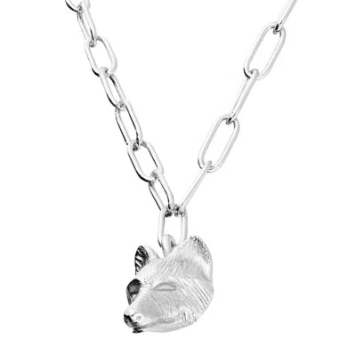 Fox Head Necklace Solid Sterling Silver 41cm / 16" 925 Hallmark - Image 1 of 3
