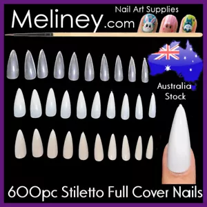 600pc Stiletto Full Cover Nails Pointy Claw False Fake Gel Art Acrylic Extension - Picture 1 of 7