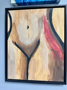 Painting, Female Body, Nude, Modern Art, Femenine Waist, Hips 17"w x 21" h - Picture 1 of 3