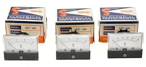 Original SEW Einbau Voltmeter Set 3 Stück 1-15 Volt & 0-50Volt SD 460 Japan - Bild 1 von 4