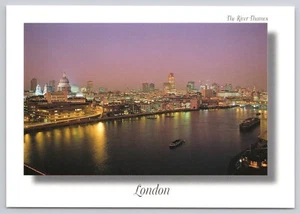 Luftaufnahme von London England Skyline bei Nacht Themse Postkarte - Bild 1 von 2