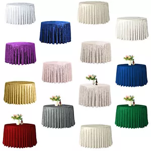 100% Polyester Velvet Tablecloth Round Dining Table Cover 200GSM Size 70" - 132" - Picture 1 of 33