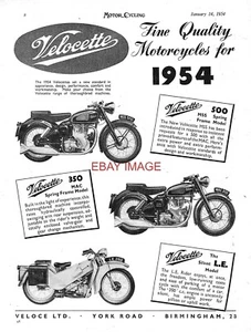 Original 1954 Reklame für VELOCETTE Motorräder Oldtimer Printanzeige 731B - Bild 1 von 1