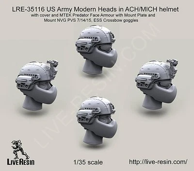 Resina viva 35116 1/35 cabezas modernas del ejército de Estados Unidos en casco ACH/MICH con cubierta Foto 1 de 2