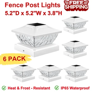6 Pack Solar Post Lights 2 Mode Bright Waterproof Post Outdoor for 4x4-5x5 Posts - Picture 1 of 8